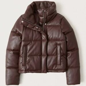 Abercrombie Women's Vegan Leather Puffer Jacket